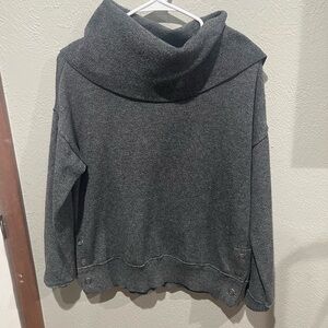 Apt. 9 Charcoal Cowl Neck Sweater Button Detail Size Medium Warm Cozy Chic